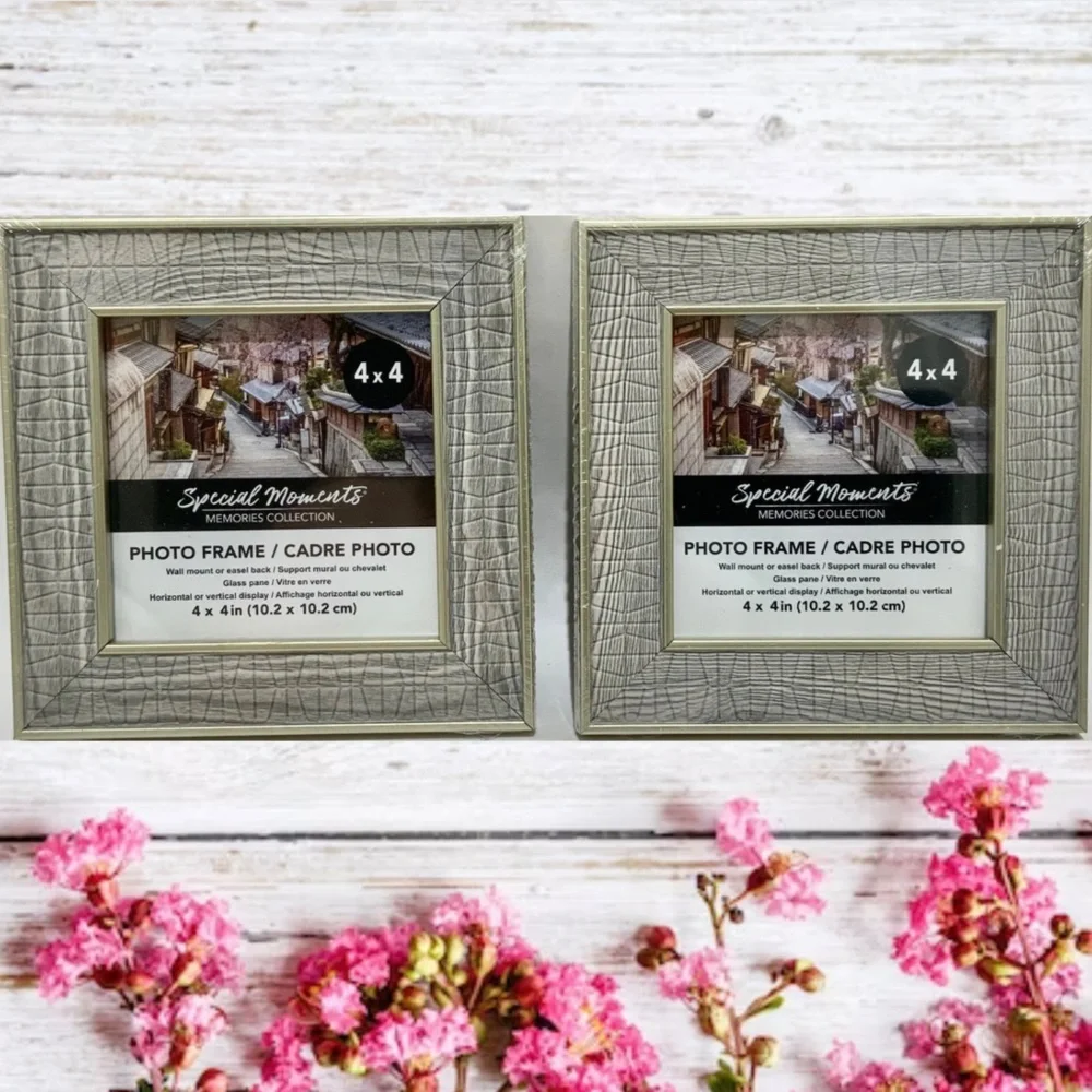 Set of 2 Picture Frames Silver Gray Photo Frame Poster Frame Gift Home Decor 4x4